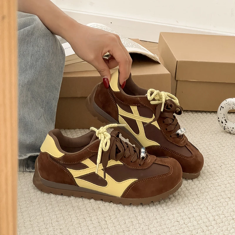 张婧仪同款怪诞星球复古撞色德训鞋女2025秋季新款休闲运动阿甘鞋