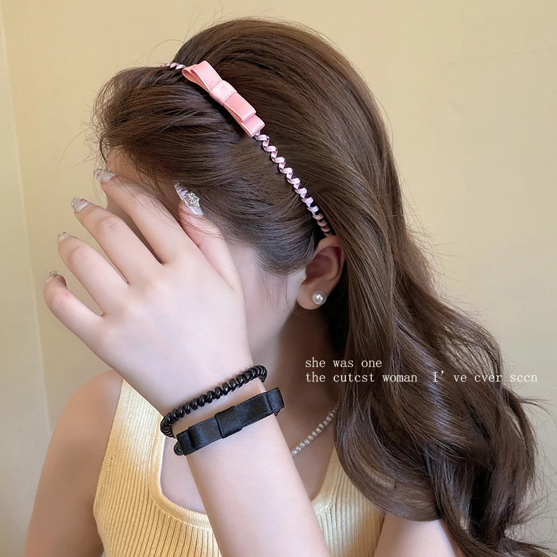 蝴蝶结电话线发圈发箍2025新款高级感扎头发发绳甜美百搭发带头饰