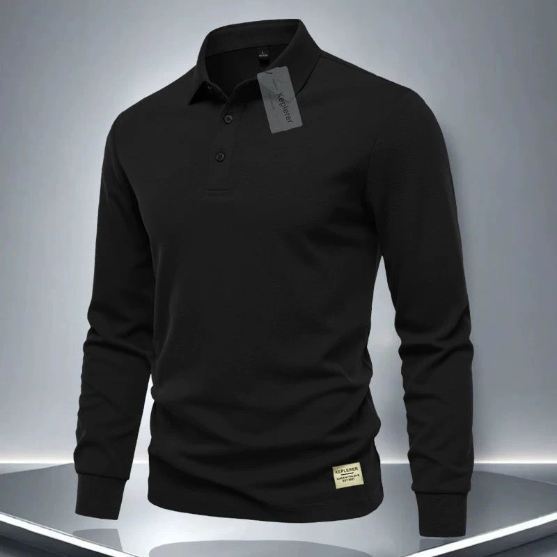 男士长袖polo衫休闲修身商务翻领冬季纯色宽松打底时尚百搭潮流