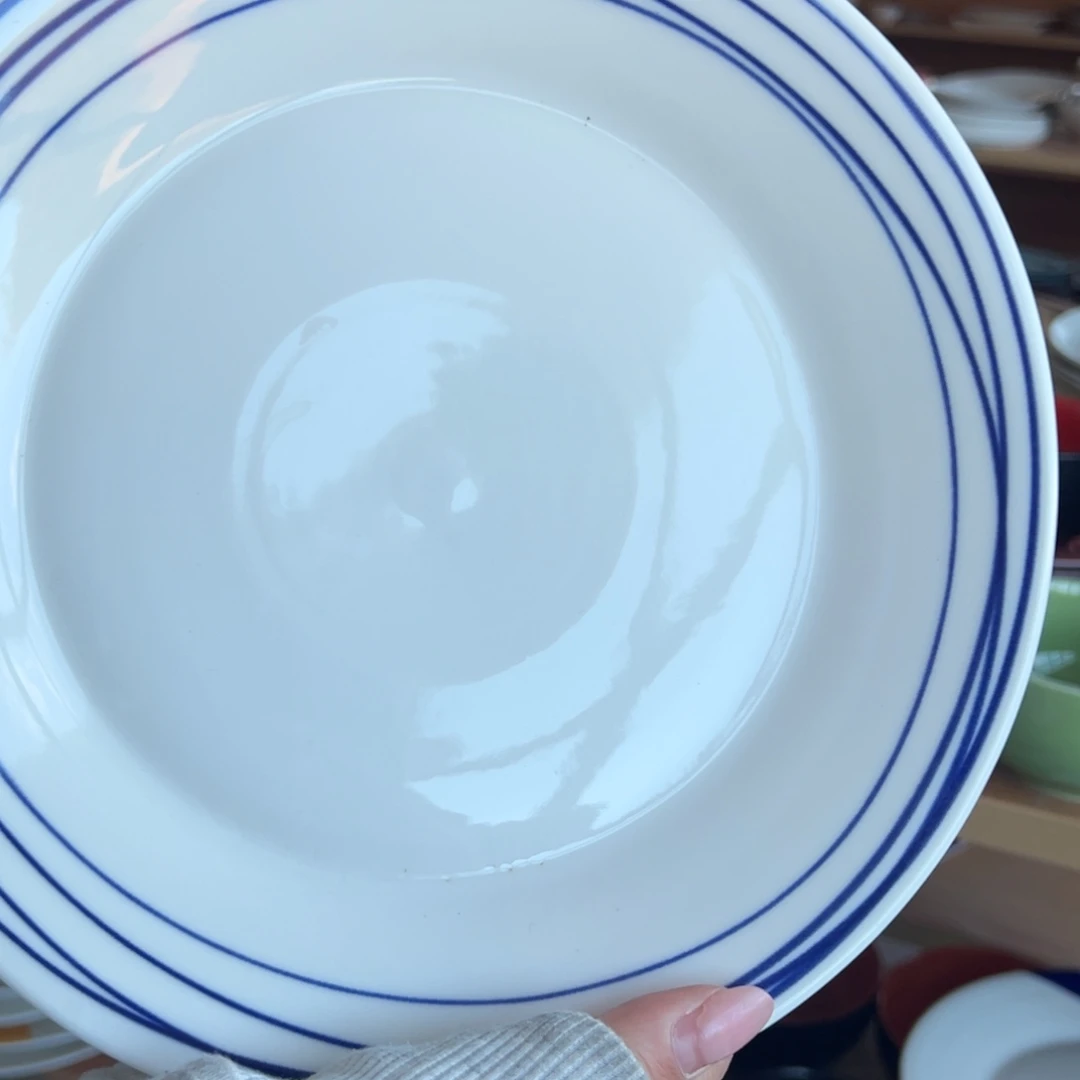 新骨瓷160瑕疵慎拍太平洋蓝线条9.5寸平盘