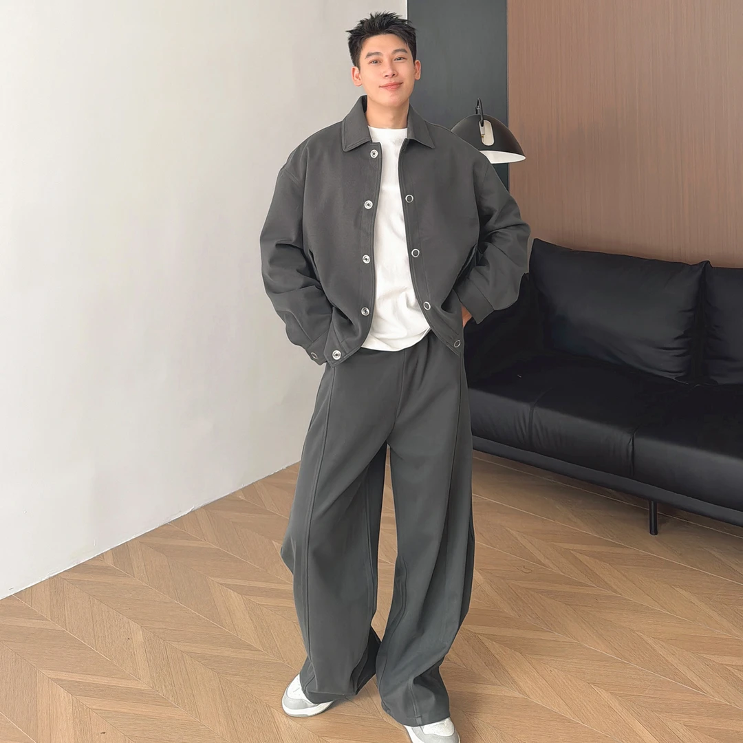 朱渣渣老钱风雪尼尔亲肤夹克外套冬季加厚呢子套装宽松休闲阔腿裤