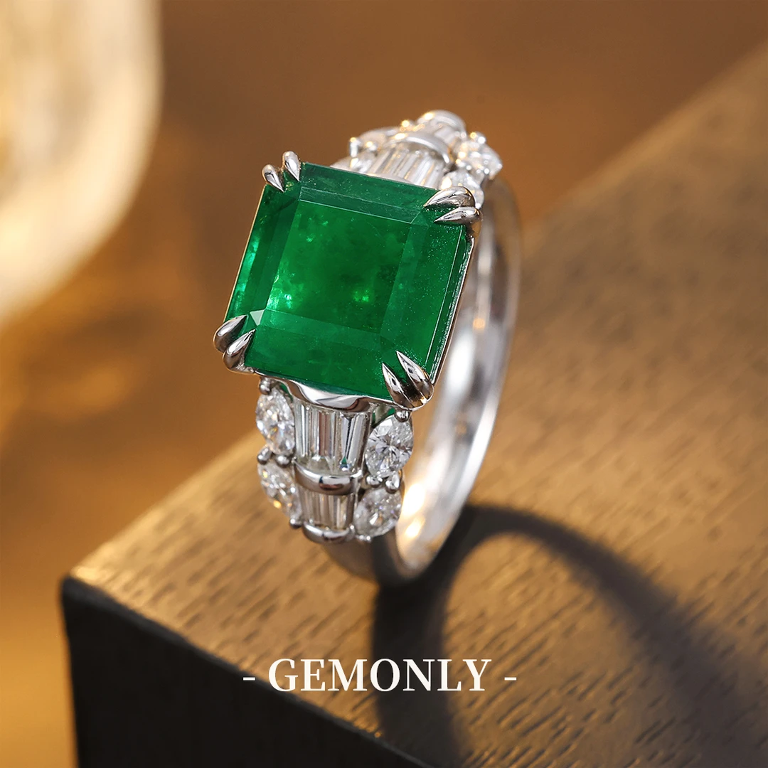 GEMONLY｜18K金天然祖母绿戒指5.55ct简约奢华经典吉尔德