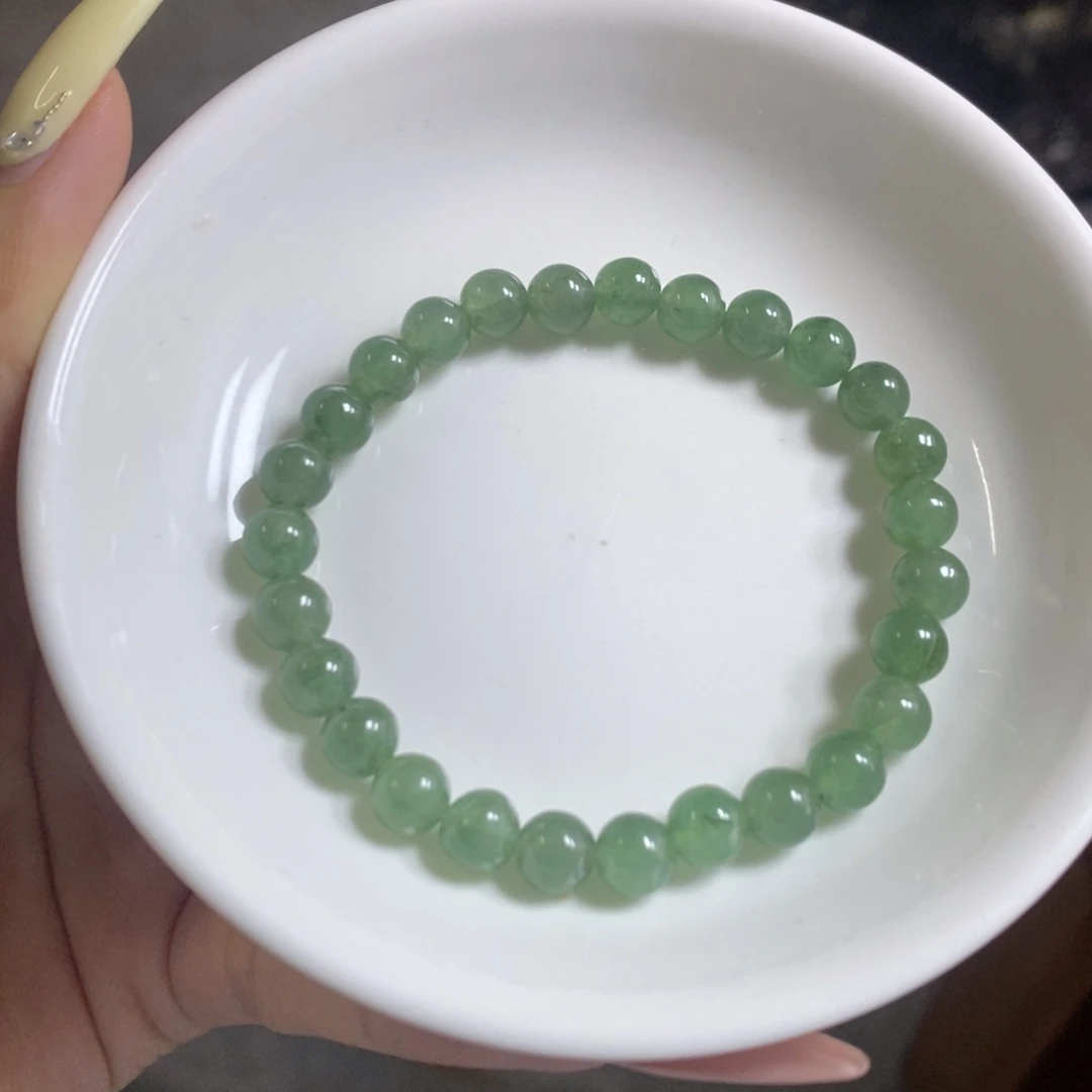 翡翠未镶嵌手链冰油青卡7