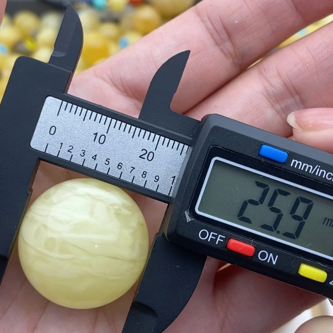 蜜蜡未镶嵌裸石虎皮纹白花珠子