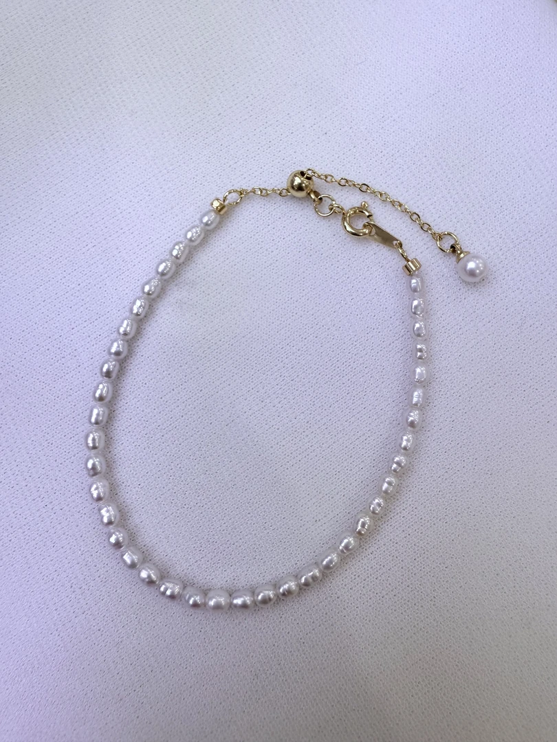 3-4mm天然淡水珍珠手链白色时尚百搭简约可调节