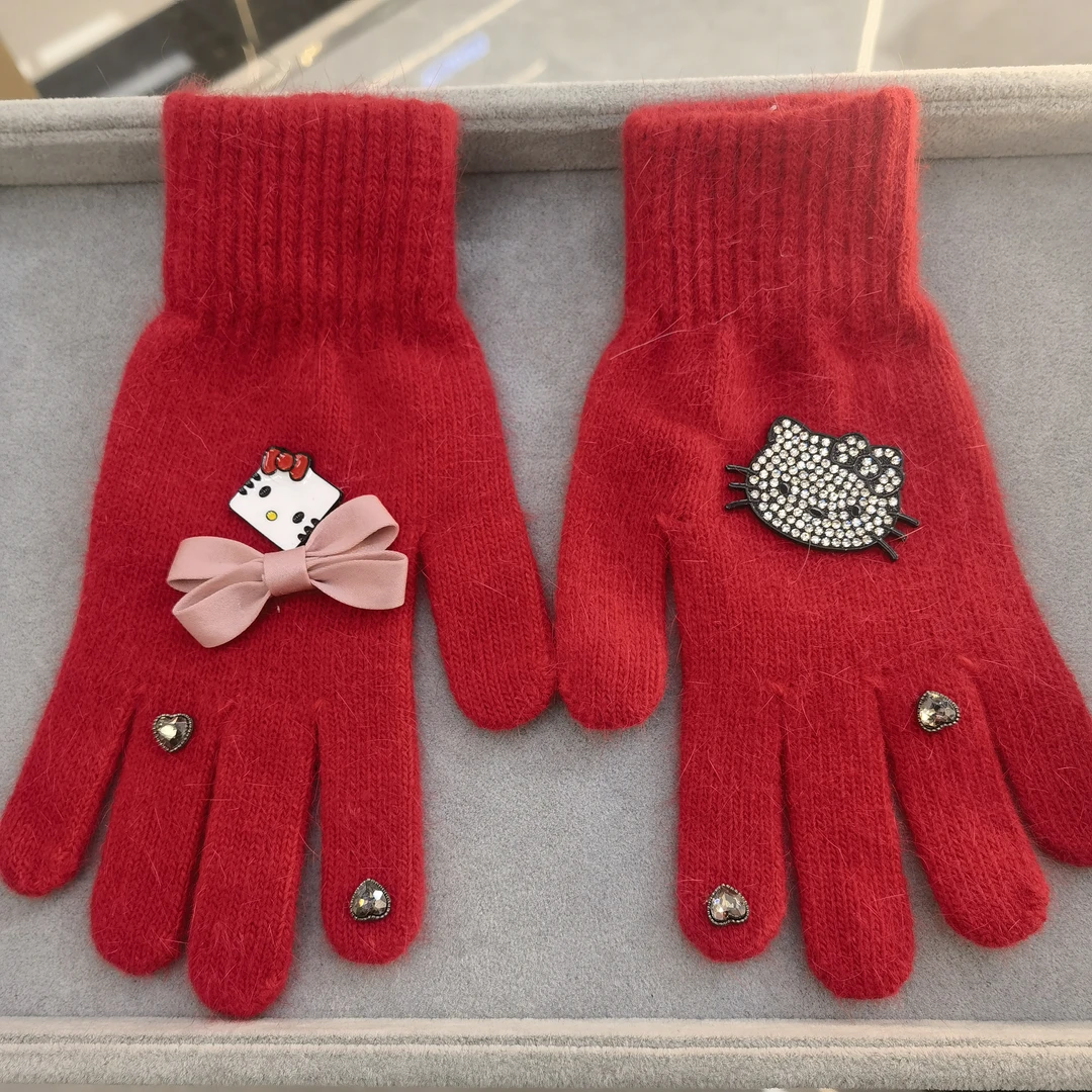 B690红色KT猫咪蝴蝶结AB款手套