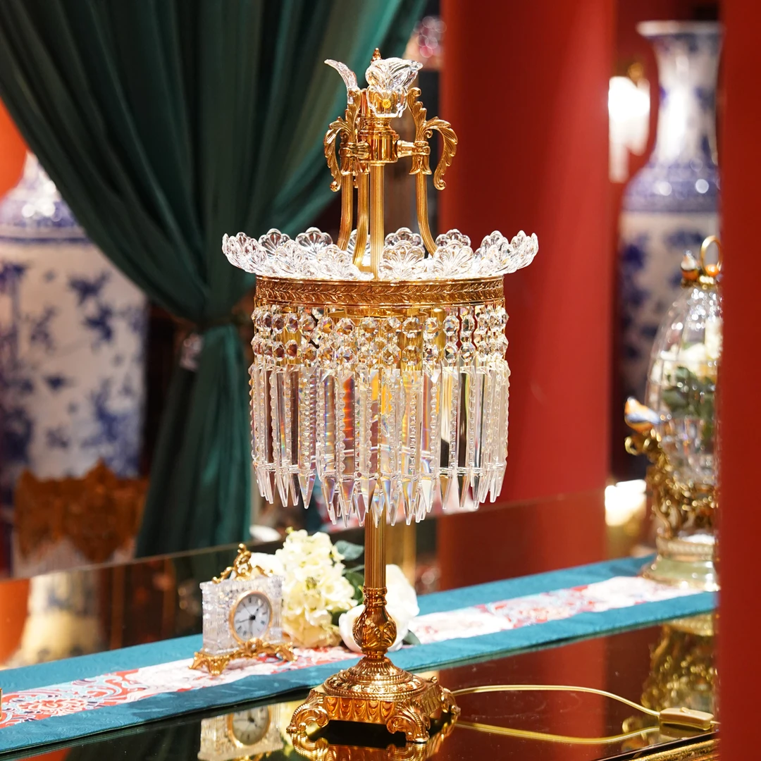 【本尼家】TD52法式全铜水晶台灯卧室床头客厅书房轻奢创意护眼灯