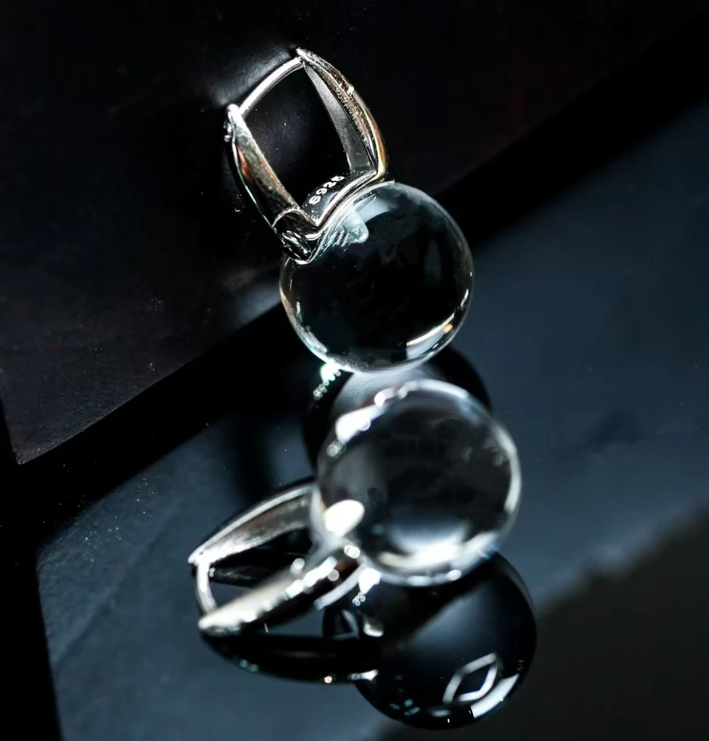 S925银白水晶泡泡耳扣xzyw16mm