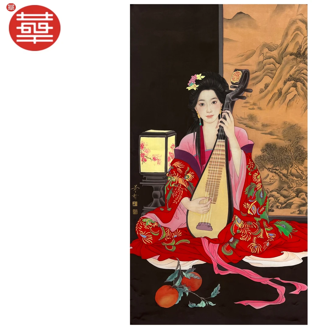 景哲 绘画绢本镜心《中国红》110×61