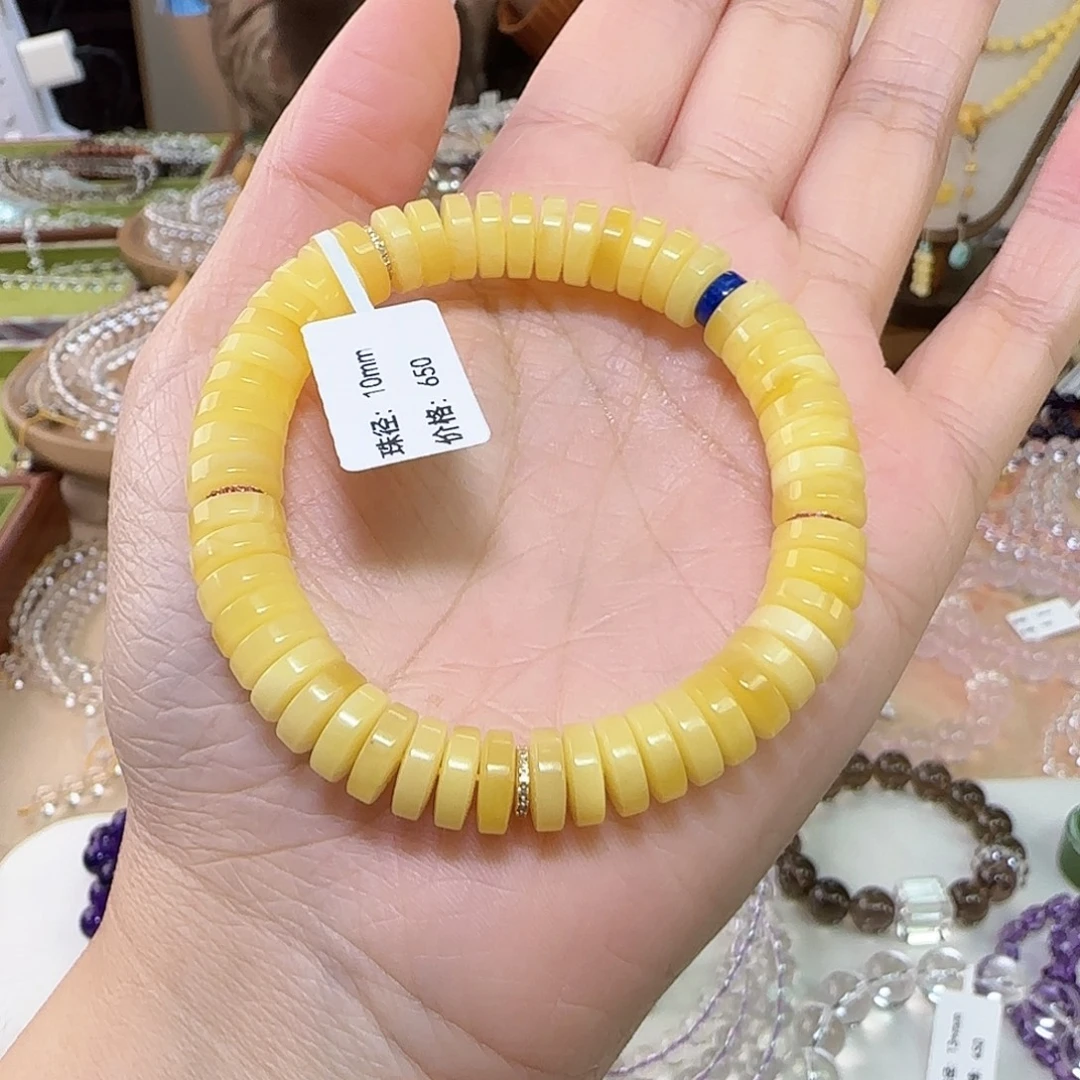 Z***H蜜蜡未镶嵌手链天然俄料白花蜜单圈卡10
