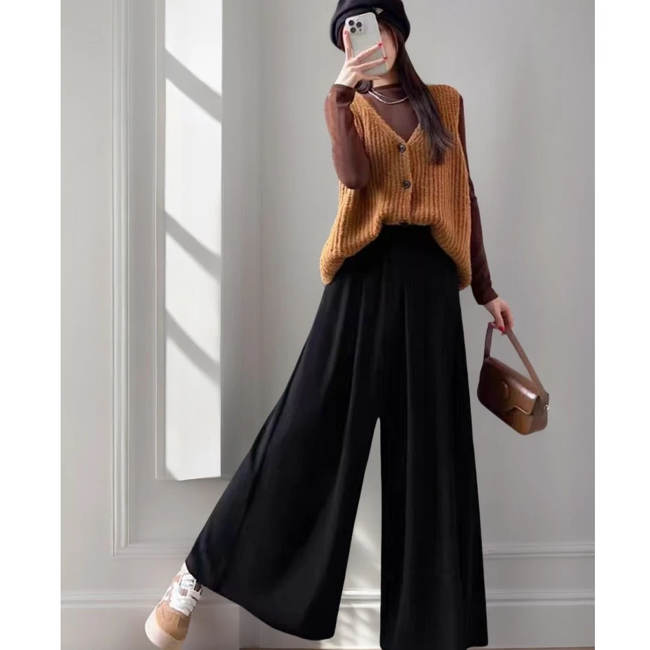 可可儿家超遮肉高腰显瘦阔腿山本裤8977