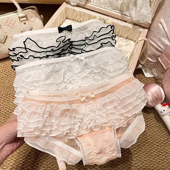 日系复古洛丽塔风格层层蕾丝蛋糕甜美性感蝴蝶结可爱少女女士内裤