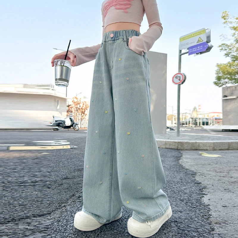 【高品质】巴拉拉女童裤子夏季薄款2025新款大童网红牛仔裤儿童秋季