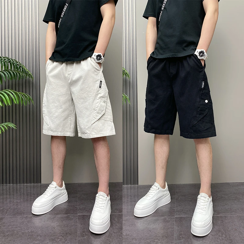 2025年夏季薄款潮流韩版痞帅水洗高街美式青年男士沙滩五分短裤子