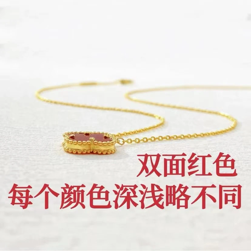 钛钢项链 木木（QA3195）45厘米 安可拉红四叶草项链