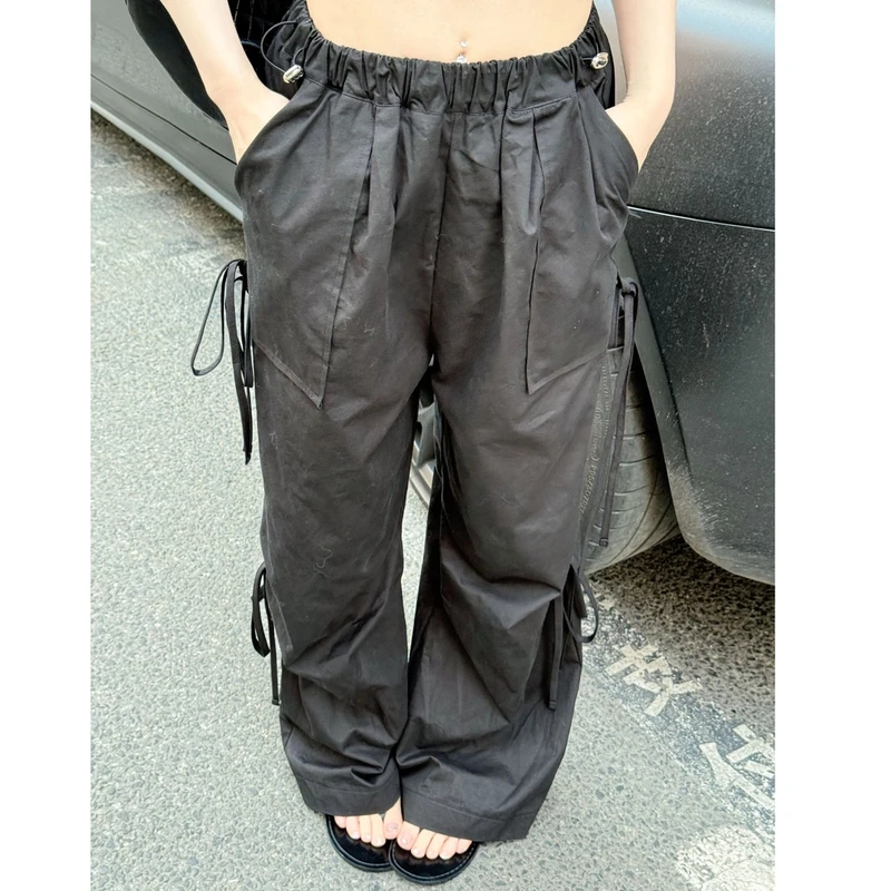 媛媛【漫长旅途】美式复古收成显瘦口袋工装休闲裤#K1041