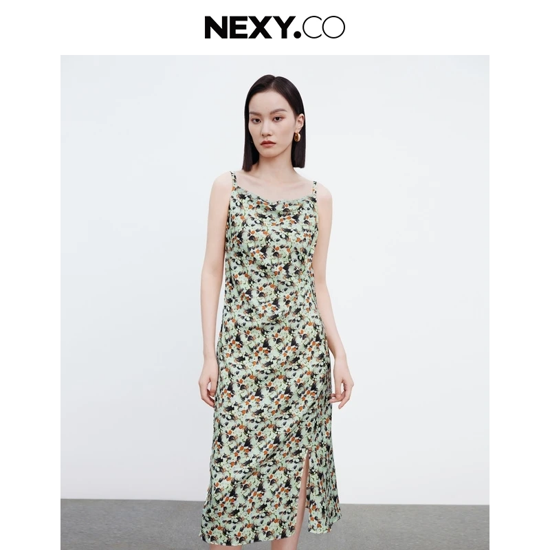 NEXY.CO/奈蔻丝绸连衣裙【繁花】复古老花|气质|莫奈感|XF05227H1
