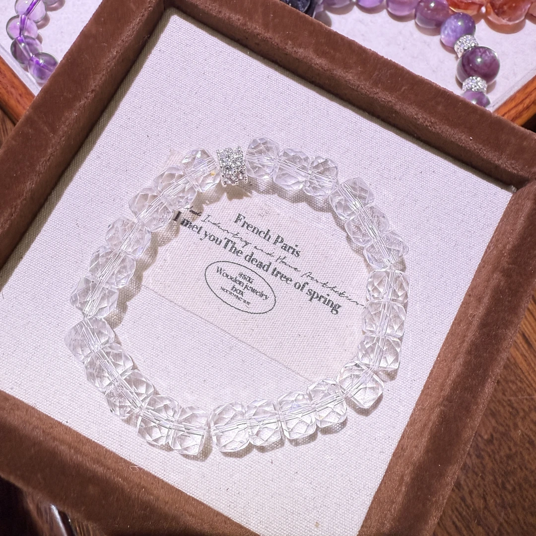 【璞晶雅集】女款白水晶珠串时尚原创设计切割面女士天然水晶手串