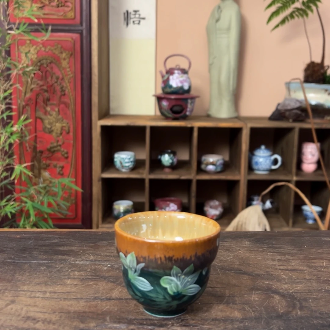 杯柴烧手工手绘陶瓷