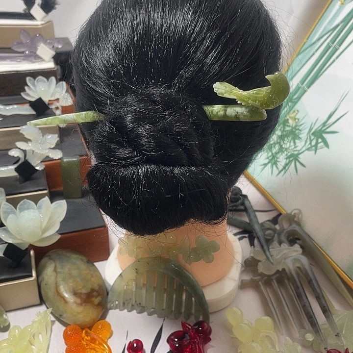 蛇纹石玉合金发饰