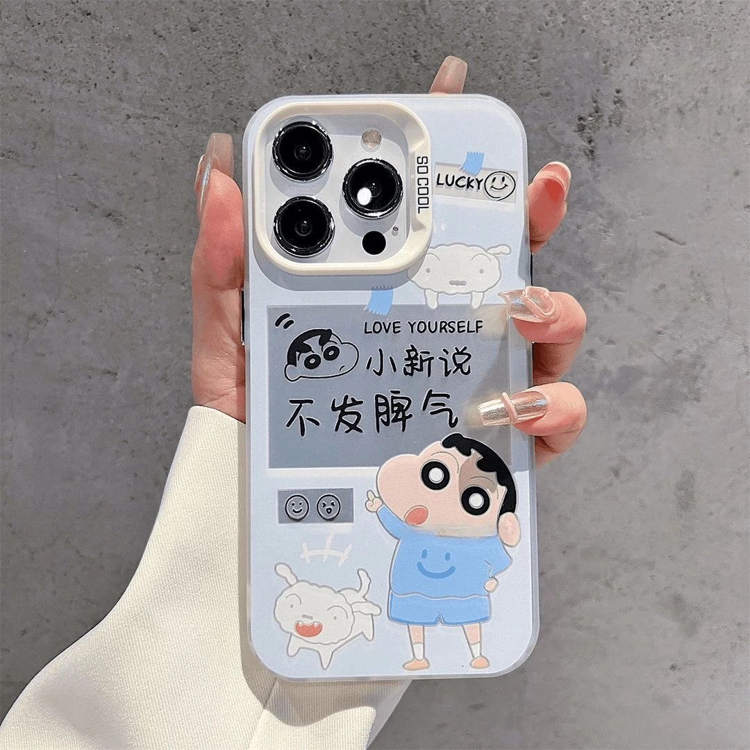 ins风彩银小新说不发脾气适用iPhone16/15手机壳华为oppo小米vivo