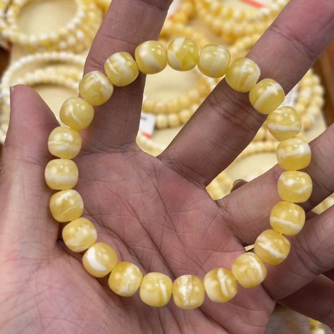 未镶嵌蜜蜡手串一线天高桩手串9.5mm*9mm