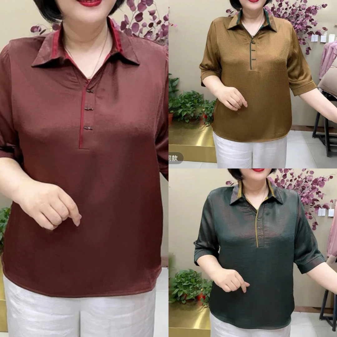 炫彩时尚龟裂纹气质夏季薄款翻领显瘦洋气