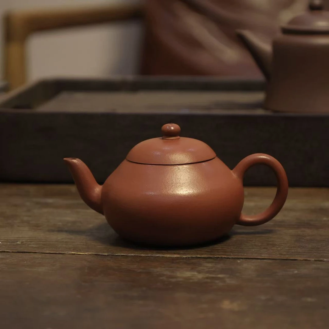 90年代台行定制朱泥小满梨型壶紫砂壶武将杯120毫升