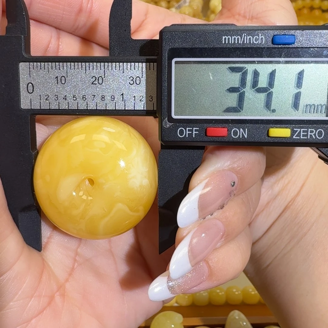 琥珀未镶嵌珠宝奇石花蜡平安扣16.7