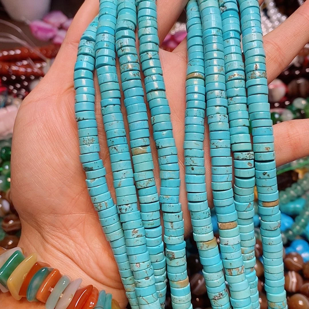 玛瑙/玉髓散珠8mm蓝松石药片一条