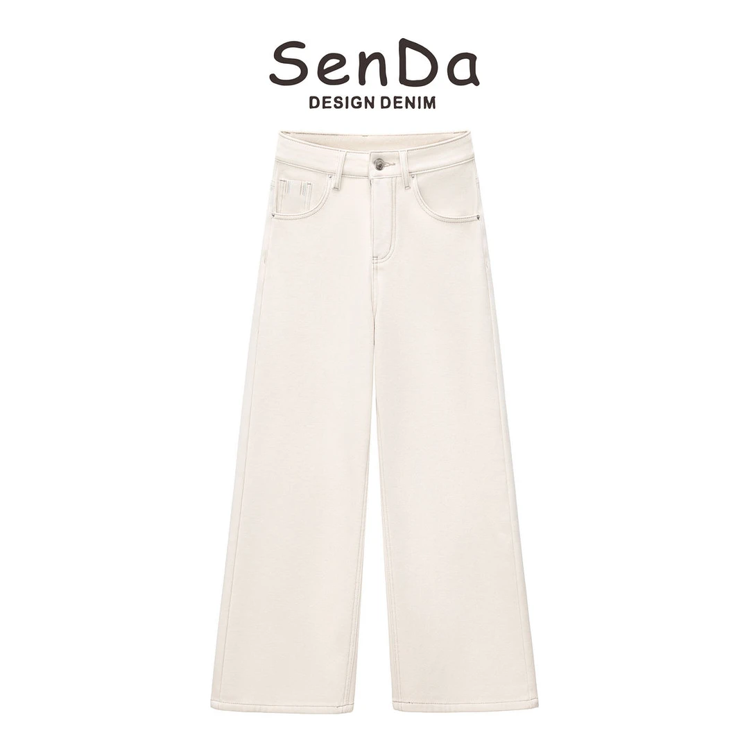 加绒加厚植绒土耳其完美弹面料【重磅大牛】不变形牛仔裤百搭直筒裤