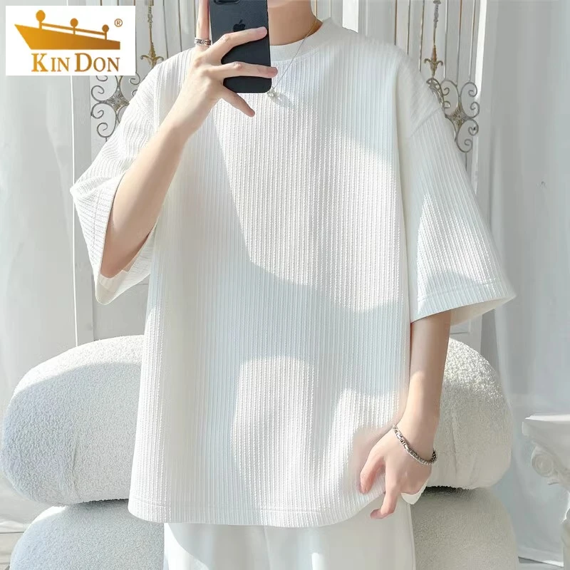 INS简约白色圆领短袖T恤男款夏季重磅美式潮牌宽松休闲半袖体恤