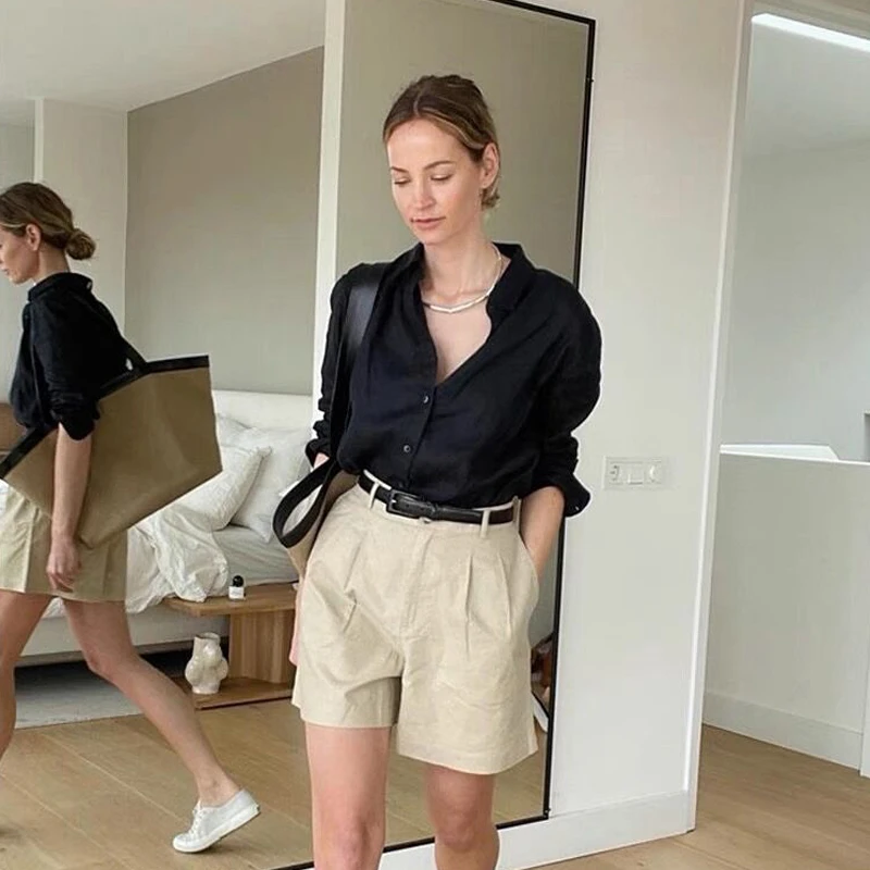 博主款衬衫衬衣宽松显瘦百搭上衣气质轻熟基础款衬衣夏季