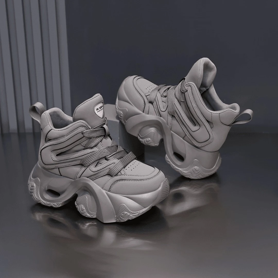 加绒版内增高老爹鞋女2025超火秋季新款高帮休闲运动鞋厚底小个子