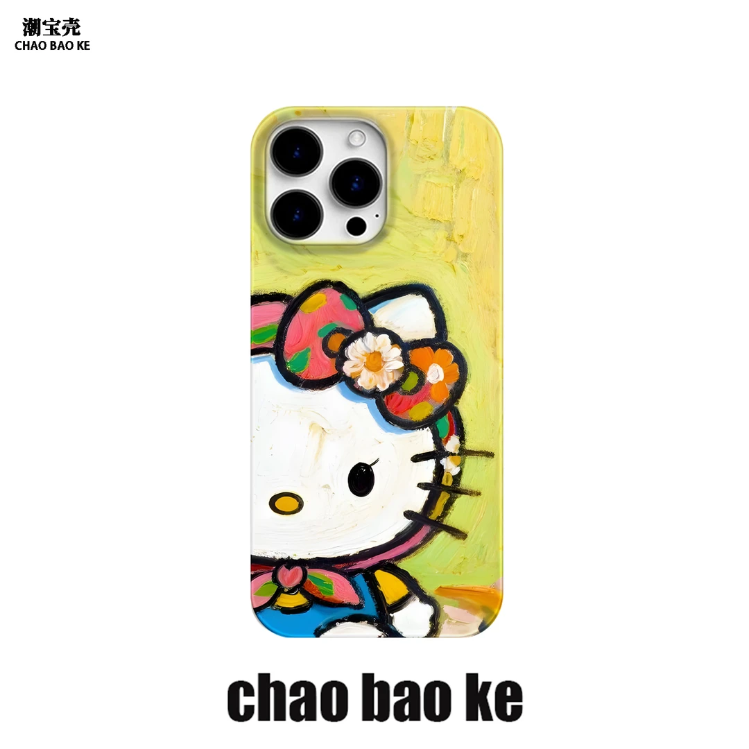 花头巾凯蒂猫适用于苹果16promax手机壳iphone15pro小众14/13趣味