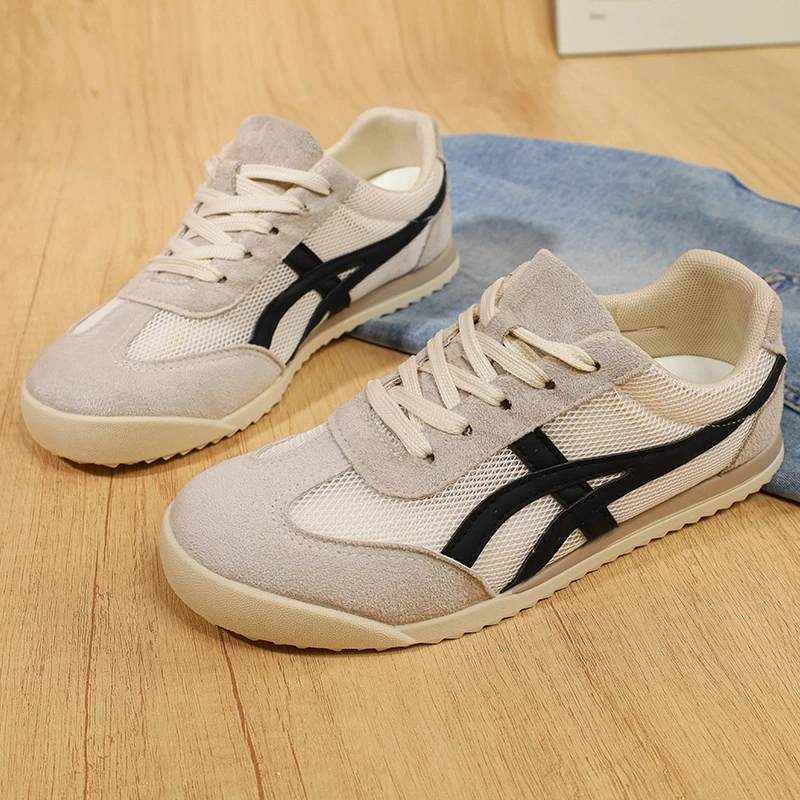 如意虎2025年春季新款复古德训鞋女鞋平底阿甘运动鞋休闲软底单鞋