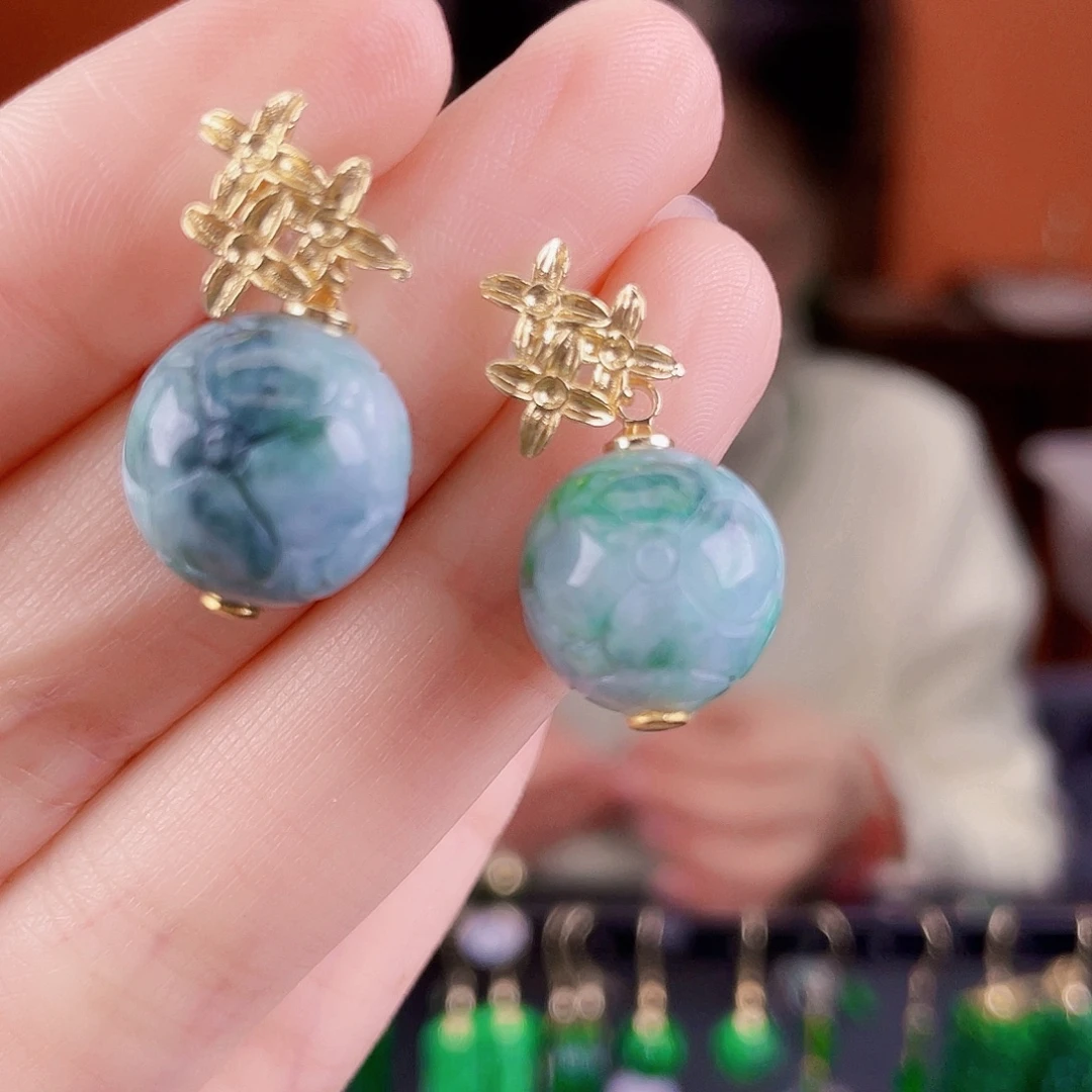 翡翠未镶嵌耳饰饰品