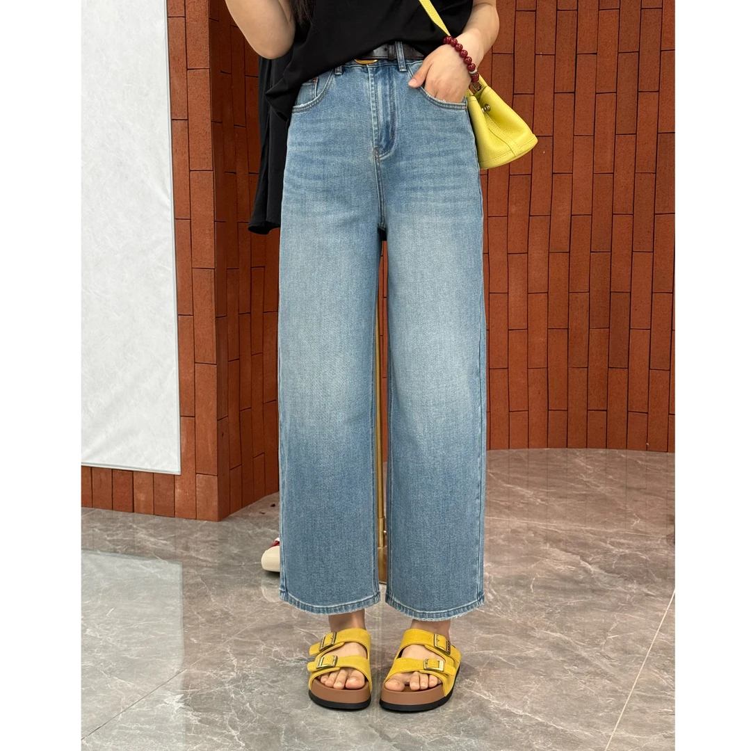 宿慕SUMU 女款直筒牛仔裤 5-10夏季2025新款时尚百搭八分裤35663