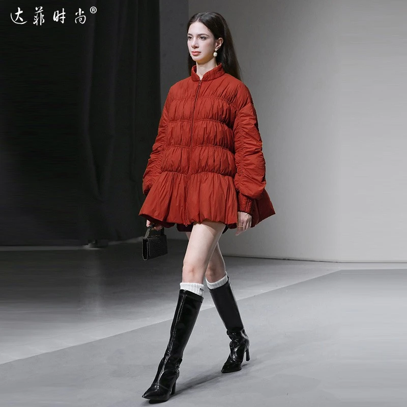 冬季时尚休闲减龄灯笼袖宽松A摆羽绒服加厚90羽绒服外套HC36002J