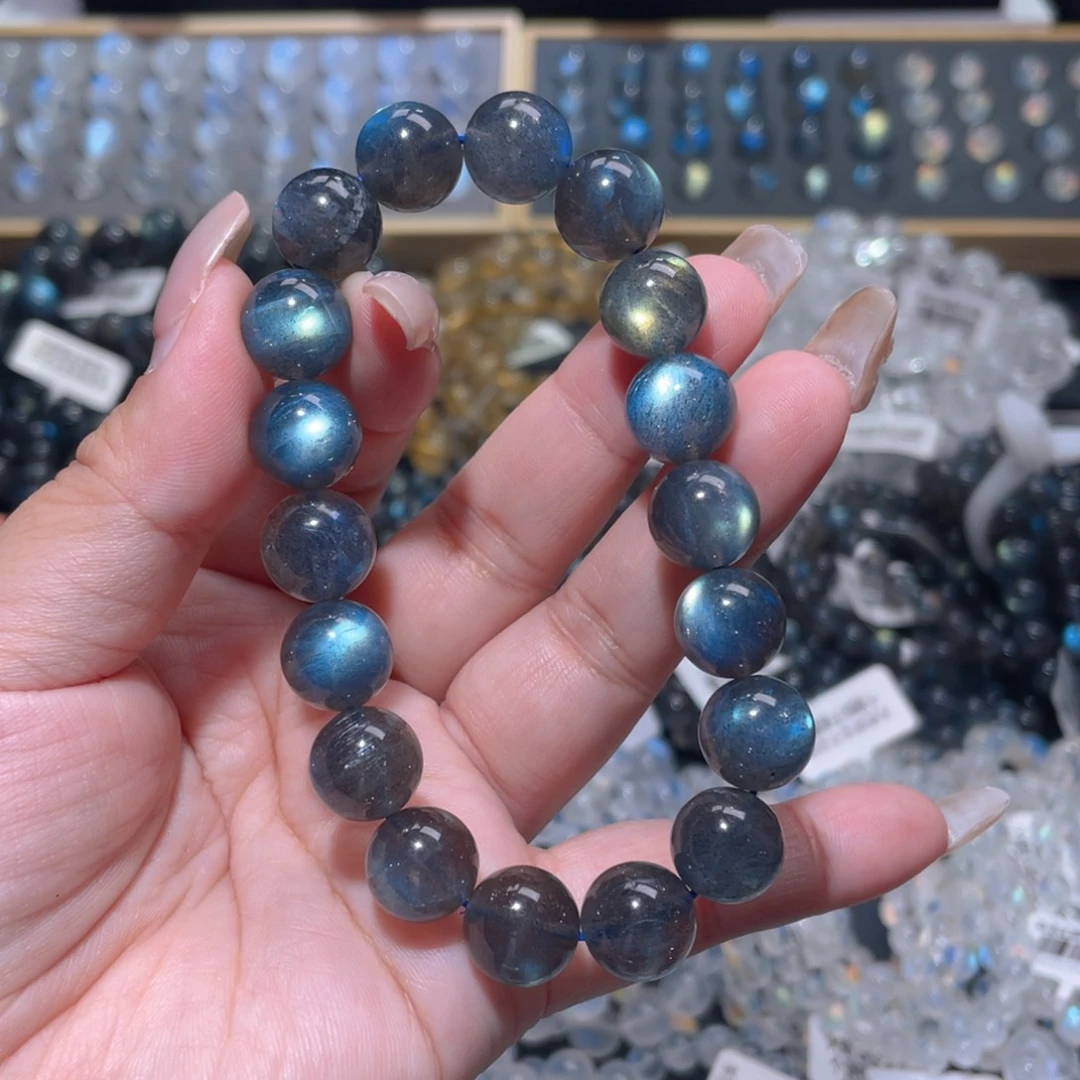 手链未镶嵌长石马岛黑体灰月光手链11.8mm