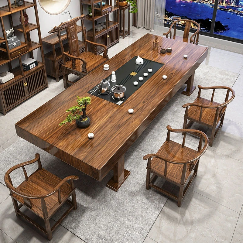 实木大板茶桌椅组合新中式茶几客厅家用办公室茶具泡茶台一体整套