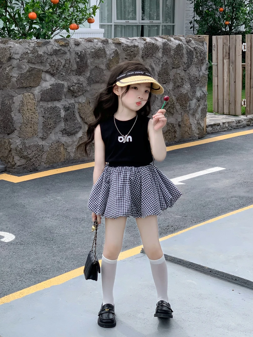 空空子.Studio【格子花苞】夏季短裙裤2025新款辣妹风显瘦半裙套装