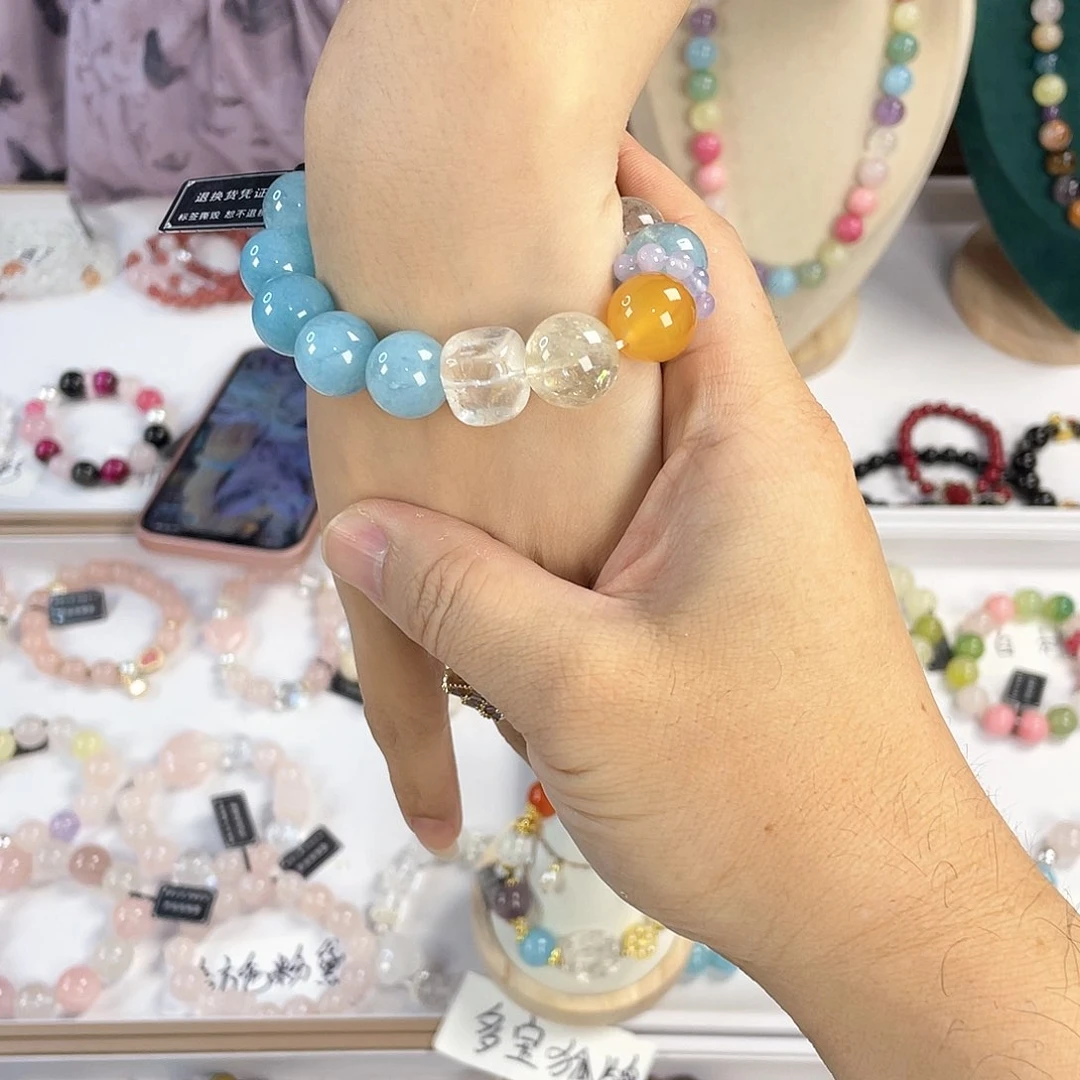 水晶手链银S925镀金镶嵌