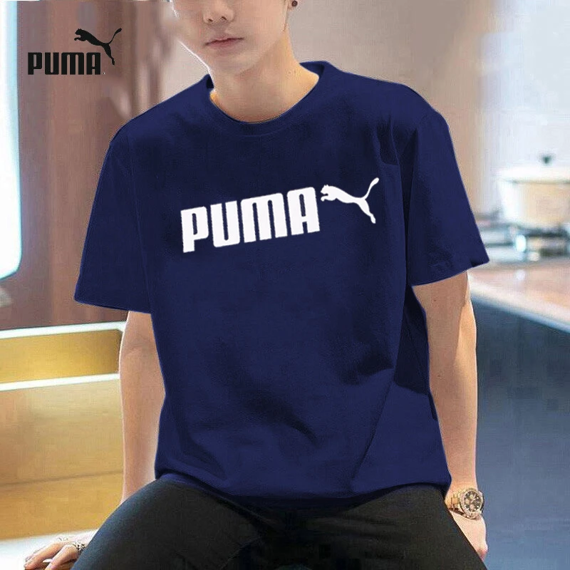 PUMA彪马短袖上衣男装新款运动服深蓝色休闲服半袖T恤691338-06