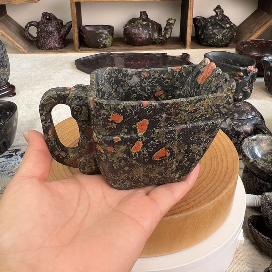 梅花玉精美茶摆件