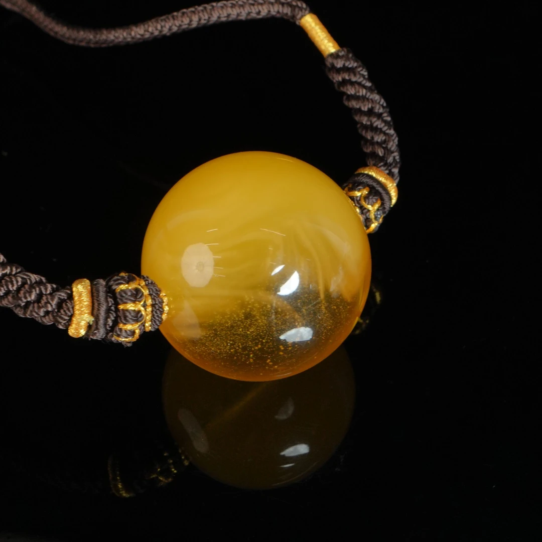 DY-M2492 金沙蜜蜡大圆珠锁骨链 41.61g