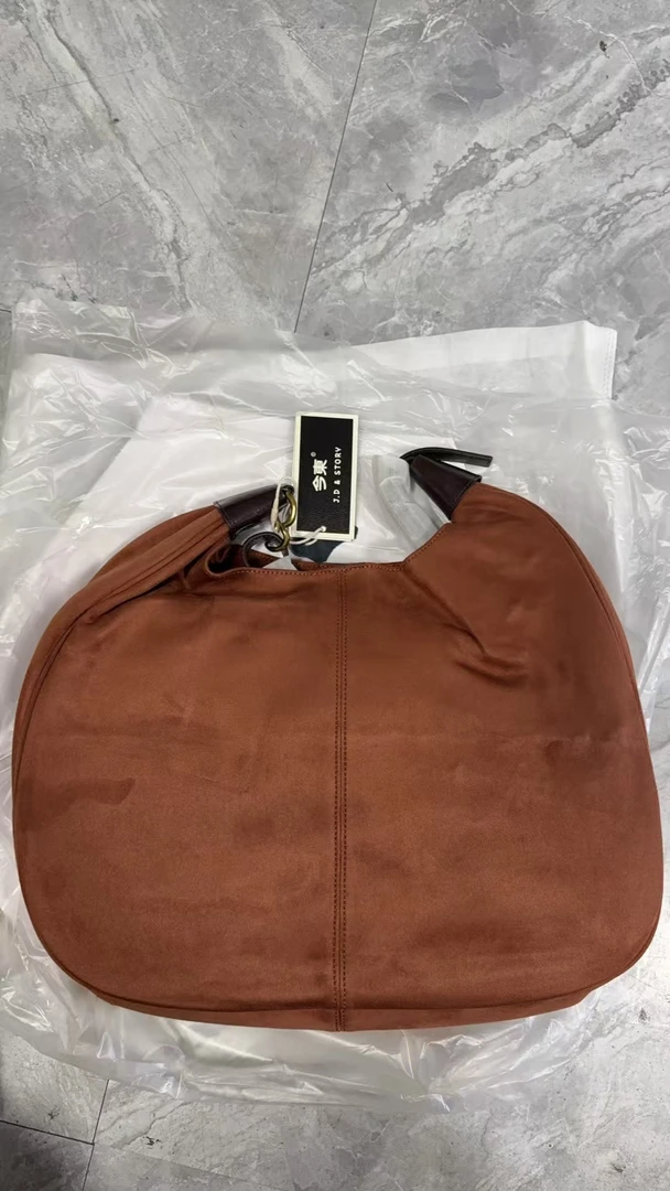 6601红棕色麂皮绒布【孤品微瑕】新款时尚轻奢百搭气质女包