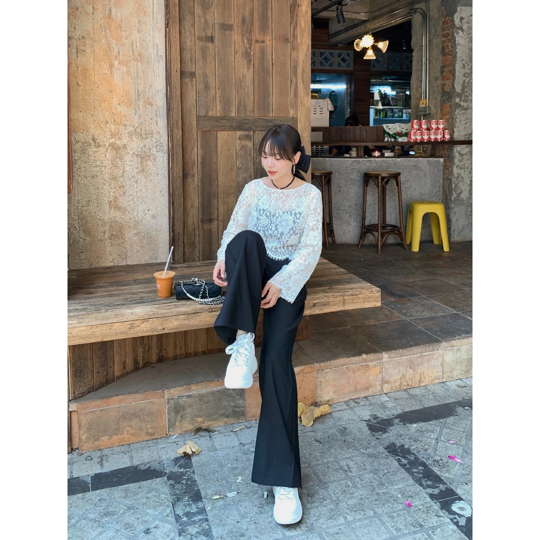 切糕自制【腿长万丈】小个子春季出行百搭高腰气质显瘦小众休闲裤