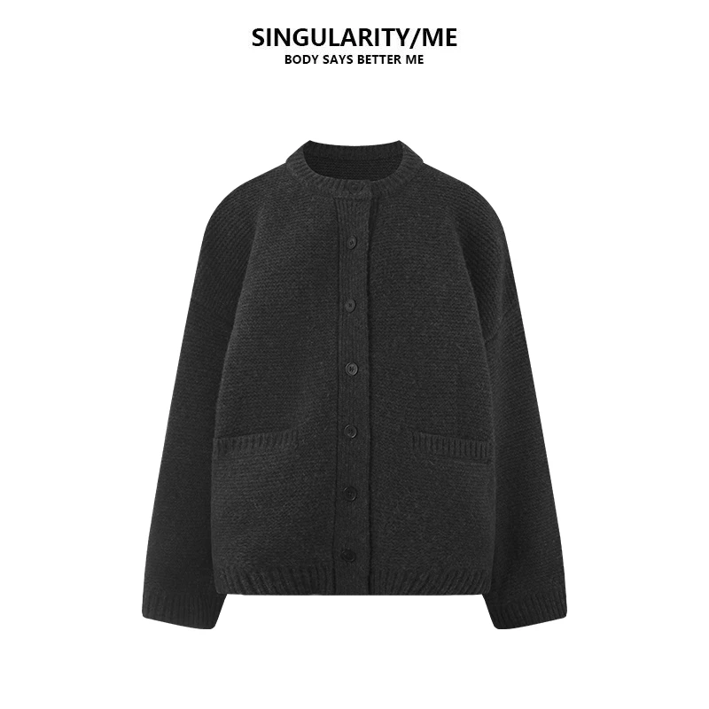 Singularity Me 10A 8318 静雅内敛羊毛厚款慵懒针织开衫毛衣外套