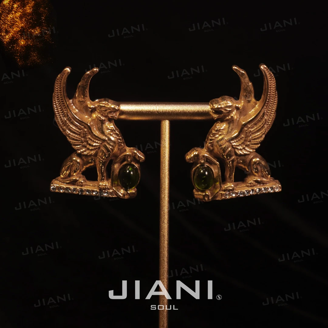 合金耳饰 JIANI【精工浮雕“天狮权威”力量美学】耳饰